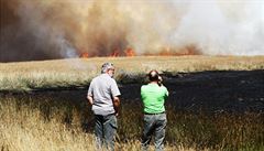 Poár zemdlské plochy na ploe 15 hektar hasii zlikvidovali u Tchlovic