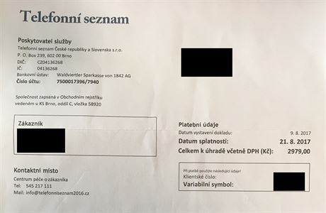 Firma Telefonní seznam eské republiky a Slovenska zasílá podnikatelm nabídky...