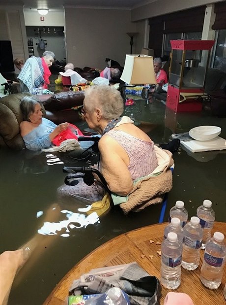 Fotka d�chodc�, kte�í �ekají po pás ve vod� na záchranu, oblet�la sociální sít�.