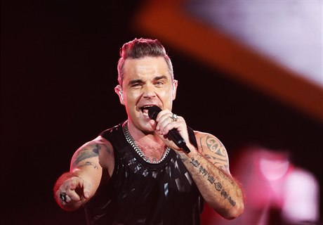 Robbie Williams na koncertu v Praze.