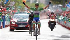 Matteo Trentin slaví vítězství v 10. etapě na Vueltě 2017.