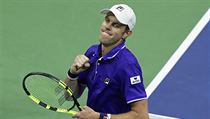 Sam Querrey slav postup do tvrtfinle US Open 2017.