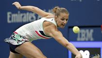 Karolna Plkov ve tvrtfinle US Open proti CoCo Vandewegheov.