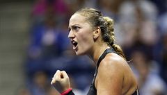 Petra Kvitová ve tvrtfinále US Open 2017 proti Venus Williamsové.
