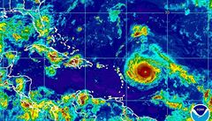 Hurikán Irma na satelitních snímcích z 4. záí 2017.
