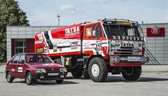 koda Favorit a Tatra 815 Rallye Paí-Dakar z roku 1986 na polygonu Tatra v...
