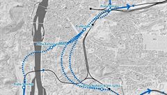 Návrh tunel takzvaného Nového spojení 2, které má slouit pedevím pímstské...