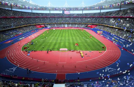 Poítaová animace Olympijského stadionu v Paíi 2024.