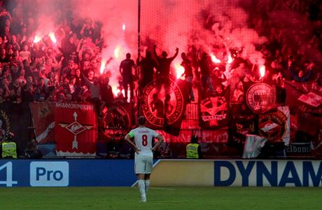 Rozvánní fanouci Spartaku Moskva v zápase na pd NK Mariboru.