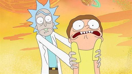 Rick asto svého vnuka zneuívá ke svému prospchu. Seriál Rick a Morty.