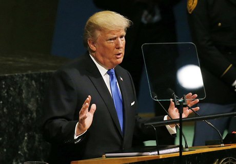 Donald Trump bhem svého dívjího vystoupení v OSN.