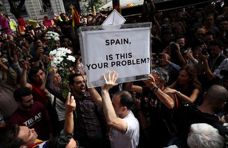Demonstrace za katalánskou nezávislost.