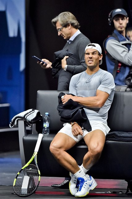 Španělský tenista Rafael Nadal při tréninku na Laver Cup.