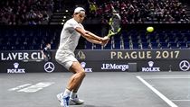 Rafael Nadal při tréninku na Laver Cup v Praze.