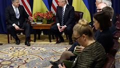 Prezident Donald Trump na setkání s prezidentem Ukrajiny Petrem Poroenkem.