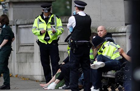 Policist a zrann u muzea v Londn pot, co zde do lid najelo auto.