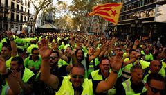 Dlníci se úastní stávky v Barcelon.