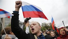 Demonstrace v Moskv na protest po uvznní Alexeje Navalného.