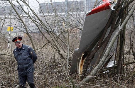 Trosky letadla Tupolev Tu-154, který havaroval na letiti ve Smolensku