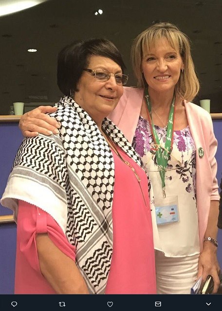 Leila Khaledová v Evropském parlamentu.