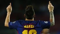Lionel Messi z Barcelony slaví.