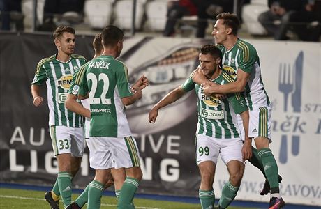 FC Vysoina Jihlava - Bohemians Praha 1905. Hrái Bohemians se radují z prvního...