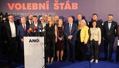 Andrej Babi na tiskové konferenci ANO po vyhláení výsledk voleb.