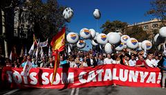 V Barcelon se protestuje proti katalánské nezávislosti.