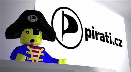 Figurka z Lega v pirátském volebním spotu.
