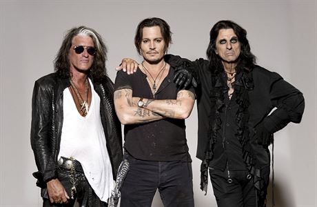 Hollywood Vampires (zleva Joe Perry, Johnny Depp, Alice Cooper)