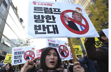 Lid v Soulu protestovali pi nvtv Trumpa.