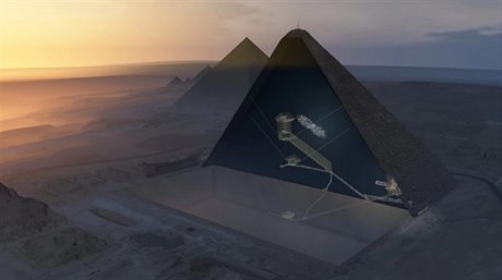 Vnitřek Cheopsovy pyramidy odhalený za pomoci kosmického záření.