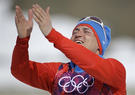 Alexander Legkov po triumfu na olympijských hrách v Soi.