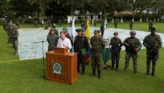 Kolumbijský prezident Juan Manuel Santos pronáí e o boji proti drogám.