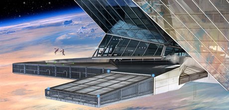 Ilustrace vesmírné stanice Asgardia.