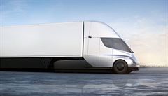 Interiér prototypu elektrického tahae Tesla Semi.