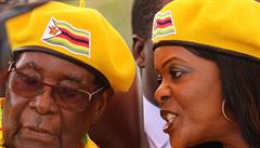 Prezidentský pár - Robert Mugabe a jeho žena Grace.