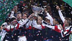 Francouzský tenisový tým slaví vítzství v Davis Cupu 2017.