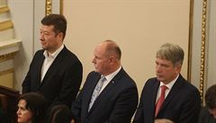 Nov zvolení poslanci na 1. schzi Poslanecké snmovny.