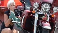 Setkání píznivc motocyklu Harley-Davidson.