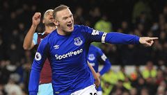 Everton vs. West Ham United: Rooney slaví jeden ze svých gól.