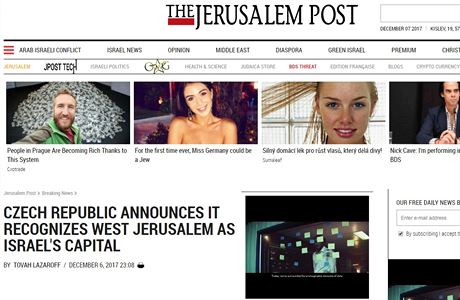 Snímek stránky serveru Jerusalem Post