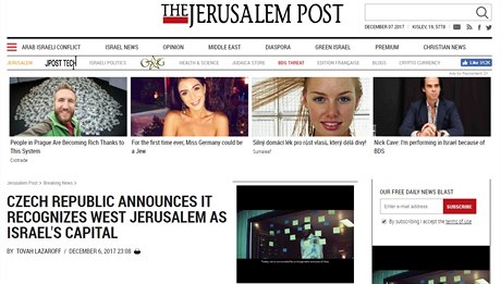 Snímek stránky serveru Jerusalem Post