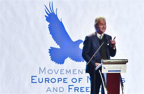 Nizozemsk politik a pedseda Strany pro svobodu Geert Wilders vystoupil v...