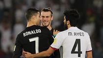 Stelci branek za Real Madrid Cristiano Ronaldo a Gareth Bale a hr AL Dazry...