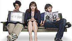 Pvodní brittí Ajáci (The IT Crowd). Zleva: Maurice Moss (Richard Ayoade),...