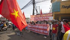 Protiínské protesty ve Vietnamu.