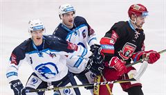 Zleva David Skleni�ka, Nicholas Jones (oba z Plzn�) a Luká� Cingel z Hradce...