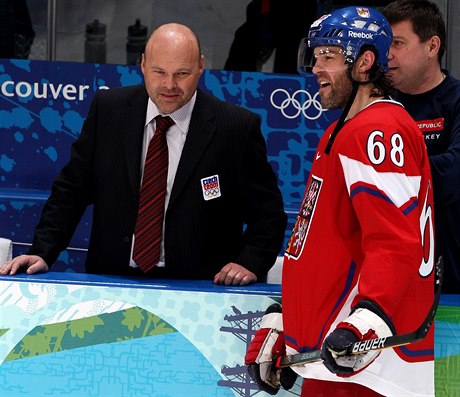 Pavel Kolá s Jaromírem Jágrem na olympijských hrách ve Vancouveru.