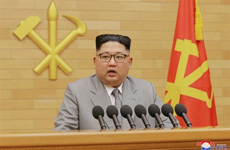 Kim ong-un bhem novoroního projevu.